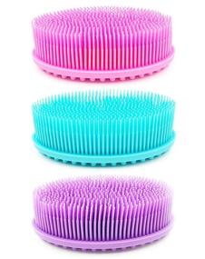 img 4 attached to 👜 Bagvhandbagro 3-Piece Silicone Body Scrubber Set for Gentle Exfoliation and Massage