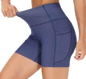 img 3 attached to 🩲 Dragon Fit Women's High Waist Yoga Shorts: Tummy Control, 2 Side Pockets, Perfect for Running & Home Workouts