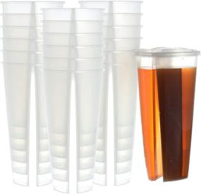 img 2 attached to 🥤 BINGWU 20 sets 22 oz Heart-shaped Clear Plastic Drink Cups with Lids - Double Enjoy Bubble Tea & Smoothie Cup, Coffee & Twins Cup – BPA-Free Polypropylene (PP) Cup