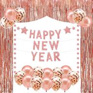 🌹 rose gold happy new year decorations – 10-foot fringe backdrop, confetti balloons, glitter happy new year banner, new year's eve party supplies 2022, 2022 new year's eve decorations logo