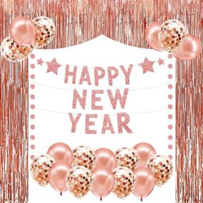 img 4 attached to 🌹 Rose Gold Happy New Year Decorations – 10-Foot Fringe Backdrop, Confetti Balloons, Glitter Happy New Year Banner, New Year's Eve Party Supplies 2022, 2022 New Year's Eve Decorations