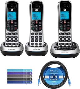 img 4 attached to 📞 Беспроводные телефоны Motorola CD4013 DECT 6.0 с автоответчиком и блокировкой вызовов (3 шт.) - комплект с кабелем Blucoil Cat5e и многоразовыми стяжками для кабелей (5 шт.)