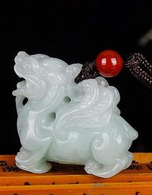 img 2 attached to 🦄 Powerful Natural Green Jade Fengshui Wing Unicorn Pixiu Beast Pendant Amulet