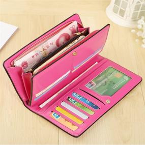 img 3 attached to Ilapland Ladies PU Leather Long Wallet with Large Capacity Organizer, Multi-Card Slots, Cellphone Holder, and Zipper Closure