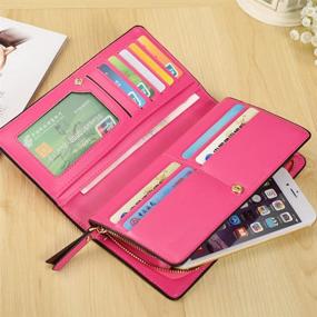 img 2 attached to Ilapland Ladies PU Leather Long Wallet with Large Capacity Organizer, Multi-Card Slots, Cellphone Holder, and Zipper Closure