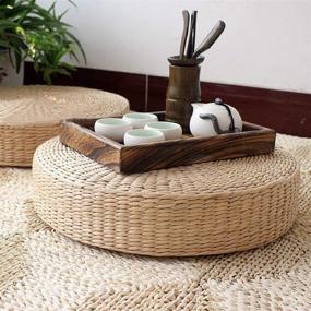 img 4 attached to Japanese Round Seat Cushion: Tatami Chair Pad & Yoga Seat Pillow, Knitted Floor Mat for Garden, Dining Room, Home Decor & Outdoor (40cm x 6cm)