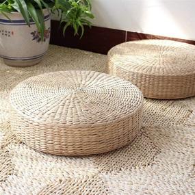 img 3 attached to Japanese Round Seat Cushion: Tatami Chair Pad & Yoga Seat Pillow, Knitted Floor Mat for Garden, Dining Room, Home Decor & Outdoor (40cm x 6cm)