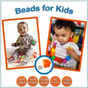 img 3 attached to Skoolzy JUMBO Primary Lacing Beads for Kids Toddler Toy - Autism Fine Motor Skills Montessori Toys - 36 Beads, 4 Strings - Includes Travel Bag and Preschool Activities eBook Set