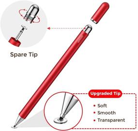 img 2 attached to 🖊️ joyroom Capacitive Stylus Pen for Touch Screens - Disc Tip, High Sensitivity, Replacement Tips - Kid Student Drawing, Writing - iPad, Samsung, Tablet, HP, Smartphone, iPad Pen (RED)