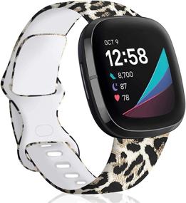 img 4 attached to 🐆 TopPerfekt Band: Soft Silicone Pattern Printed Strap Replacement for Fitbit Versa 3 and Sense (Classic Leopard, S - 5.5"-7.2" Wrists)