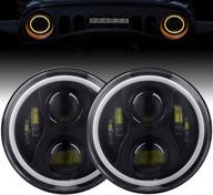 🚗 улучшите свою поездку с 7-дюймовыми led-фарами с хальо: освещение дневного хода, указатели поворота для wrangler jk tj lj cj hummer h1 h2 логотип