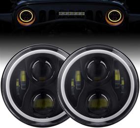 img 4 attached to 🚗 Улучшите свою поездку с 7-дюймовыми LED-фарами с хальо: освещение дневного хода, указатели поворота для Wrangler JK TJ LJ CJ Hummer H1 H2