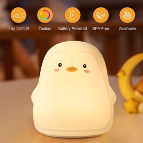 img 3 attached to 🐧 Penguin LED Night Light for Kids: Color Changing Nursery Lamp with Tap Control - USB Rechargeable Soft Silicone Squishy Design for Baby Boys, Girls, Toddlers - Perfect Christmas Gifts!