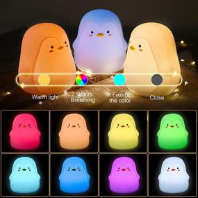 img 1 attached to 🐧 Penguin LED Night Light for Kids: Color Changing Nursery Lamp with Tap Control - USB Rechargeable Soft Silicone Squishy Design for Baby Boys, Girls, Toddlers - Perfect Christmas Gifts!