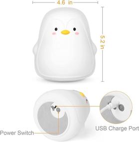 img 2 attached to 🐧 Penguin LED Night Light for Kids: Color Changing Nursery Lamp with Tap Control - USB Rechargeable Soft Silicone Squishy Design for Baby Boys, Girls, Toddlers - Perfect Christmas Gifts!