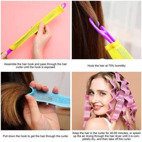 img 1 attached to Набор из 36 безопасных роликов для волос без подогрева Heatless Magic Hair Roller Curlers Styling 🌀 с 2 крючками для волос для женщин и девочек (9.8 дюймов)