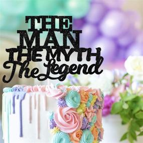 img 1 attached to 🎂 Black Dad Birthday & Father's Day Party Decor Supplies: The Man, The Myth, The Legend Cake Topper - Theme