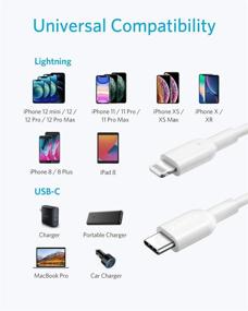 img 2 attached to Anker 3ft Powerline II USB C to Lightning Cable - MFi Certified for iPhone 13 Pro Max, 12 Pro, 11 X XS XR 8 Plus, AirPods Pro - Supports Power Delivery (Charger Not Included) - White