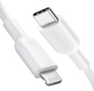 anker 3ft powerline ii usb c to lightning cable - mfi certified for iphone 13 pro max, 12 pro, 11 x xs xr 8 plus, airpods pro - supports power delivery (charger not included) - white logo