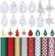 set of 12 christmas-themed metal teardrop earring cutting dies and 8 faux leather sheets for diy christmas earring crafts supplies logo