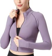 🏃 seamless fitted activewear: women's zip up lightweight workout athletic crop jacket for running, sports, and yoga логотип