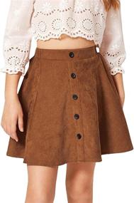 img 4 attached to 👗 Milumia Women's High Waist A-line Button Up Corduroy Skater Skirt, Flared Short Skirt