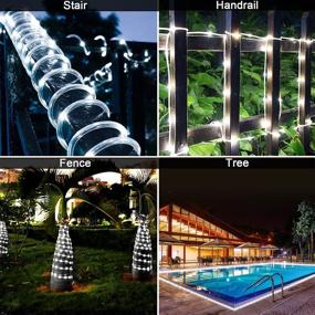 img 3 attached to HADDOCKWAY Solar Rope Lights Outdoor - 66 Feet 200 LEDs, Waterproof Solar String Lights, Fairy Lights with 8 Lighting Modes for Outdoor and Indoor Decoration in Garden, Patio, Party, Christmas (Cool White, 1 Pack)