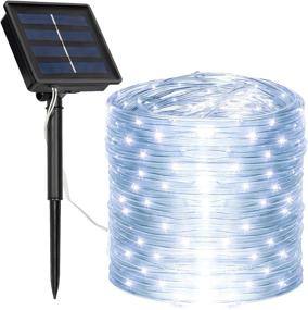 img 4 attached to HADDOCKWAY Solar Rope Lights Outdoor - 66 Feet 200 LEDs, Waterproof Solar String Lights, Fairy Lights with 8 Lighting Modes for Outdoor and Indoor Decoration in Garden, Patio, Party, Christmas (Cool White, 1 Pack)