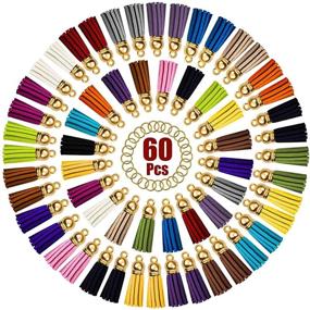 img 4 attached to 🔑 60 Pieces of Faux Suede Tassels for Keychains - DIY Jewelry Making Supplies and Bulk Leather Keychain Charms with 60 Pcs Jump Rings Key Chain Rings for Cellphone Straps, Pendants, Crafts - Perfect Christmas Gift