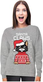 img 4 attached to 🎅 Women's Santa Claws Cat Ugly Christmas Sweater Style Sweatshirt for Better SEO