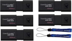 img 4 attached to Pack of 5 Kingston (TM) Digital 128GB DataTraveler DT100G3 3.0 USB Flash Drives - High Speed Storage (128 GB) with 2 Everything but Stromboli (TM) Lanyards