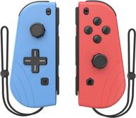 🎮 enhanced switch controllers: (l/r) replacement joycon controllers with grip, dual shock, wake-up & plug and play - blue and red, compatible with nintendo switch/switch lite logo