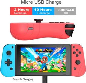 img 2 attached to 🎮 Enhanced Switch Controllers: (L/R) Replacement Joycon Controllers with Grip, Dual Shock, Wake-Up & Plug and Play - Blue and Red, Compatible with Nintendo Switch/Switch lite