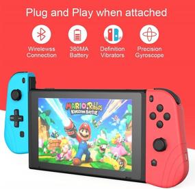 img 3 attached to 🎮 Enhanced Switch Controllers: (L/R) Replacement Joycon Controllers with Grip, Dual Shock, Wake-Up & Plug and Play - Blue and Red, Compatible with Nintendo Switch/Switch lite