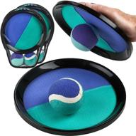 🏓 high-quality kicko toss and catch ball game - purple and teal color - paddle balls with catcher mitts, durable and soft tennis balls, & travel case - perfect for kids indoor/outdoor team sports, backyard or beach activities - new & improved design logo