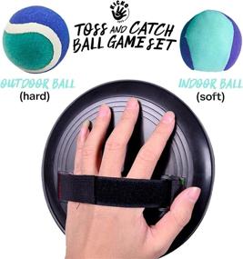 img 1 attached to 🏓 High-Quality Kicko Toss and Catch Ball Game - Purple and Teal Color - Paddle Balls with Catcher Mitts, Durable and Soft Tennis Balls, & Travel Case - Perfect for Kids Indoor/Outdoor Team Sports, Backyard or Beach Activities - New & Improved Design