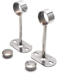 img 2 attached to 🔩 Karcy Ceiling Mount Curtain Rod Flange Closet Rod Support | Silver Stainless Steel | Pack of 2 | (32mm/1.3") with Screws