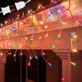 img 4 attached to 🎄 300 Count Outdoor Brizled Icicle Lights, 17.34ft Multicolor Christmas Icicle Lights, UL Certified Connectable Icicle String Lights on White Wire for Xmas, Home Party, Wedding Decor