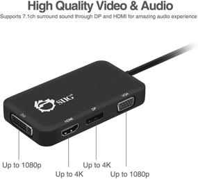 img 2 attached to 🔌 SIIG USB-C к 4K HDMI/DisplayPort/VGA/DVI многофункциональный адаптер - совместим с Thunderbolt 3 - 4-в-1 для устройств с включенным режимом DisplayPort Alt-Mode