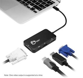 img 1 attached to 🔌 SIIG USB-C к 4K HDMI/DisplayPort/VGA/DVI многофункциональный адаптер - совместим с Thunderbolt 3 - 4-в-1 для устройств с включенным режимом DisplayPort Alt-Mode