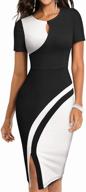 👗 homeyee colorblock keyhole bodycon business women's apparel logo