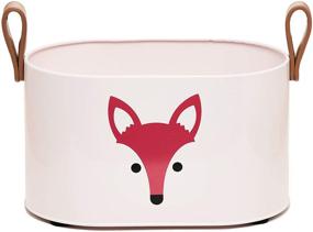 img 4 attached to 🦊 Bentonmarie Vintage Metal Caddy Organizer: Portable Diaper Bin, Nursery Storage Basket, and Bath Caddy - Fox Design