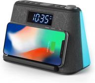 🕰️ wireless qi charging bedside lcd alarm clock with usb charger, bluetooth speaker, fm radio, rgb mood led night light lamp, dimmable display, white noise machine, and digital clock radio logo