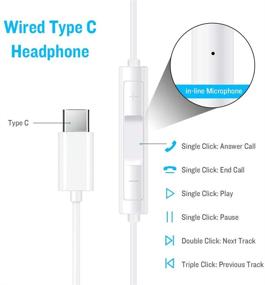 img 3 attached to 🎧 TITACUTE USB Type C Headphones: Digital Earbuds with Microphone for Samsung Galaxy S20 S21 Ultra, OnePlus 8 Pro and More - Noise Isolation, Wired In-Ear Headphones