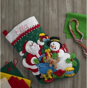 img 3 attached to 🤶 18-Inch Bucilla Santa and Snowman Felt Applique Stocking Kit