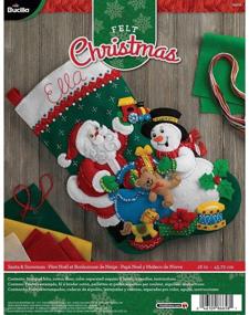 img 4 attached to 🤶 18-Inch Bucilla Santa and Snowman Felt Applique Stocking Kit