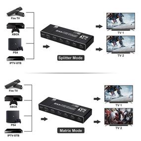 img 2 attached to Avedio Links 4K@60Hz 4x2 HDMI Matrix Switcher с аудиовыходом и пультом дистанционного управления - HDMI 2.0b, Splitter, Scaler, HDCP2.2, HDR 10, Поддержка 2K@144HZ.