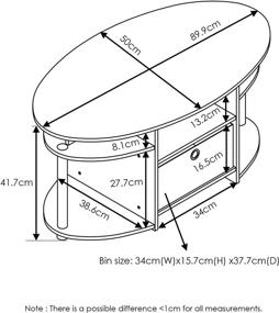 img 3 attached to 🪑 FURINNO Walnut Coffee Table with Bin: Sleek and Practical 15079WNBK Model