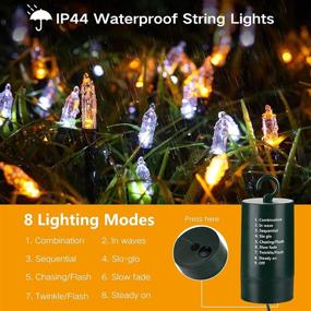 img 2 attached to 🎄 Versatile Battery Christmas Lights: 33ft 100 LED Decorative Lights with 8 Modes, Timer, and Waterproof Design - Ideal for Christmas Party, Patio, Xmas Tree Decorations (White & Yellow)