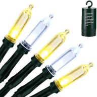 🎄 versatile battery christmas lights: 33ft 100 led decorative lights with 8 modes, timer, and waterproof design - ideal for christmas party, patio, xmas tree decorations (white & yellow) логотип